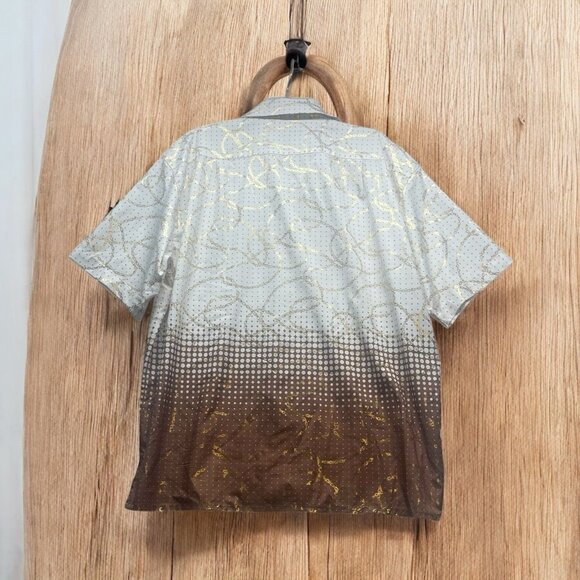 Pronti Collection By Phita Gold Chain Design Button Up Mens Size 3XL Polyester - Picture 2 of 6